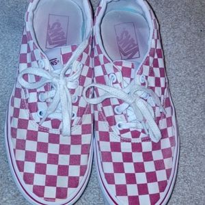 Maroon Checked Vans (w 9, m 7.5)